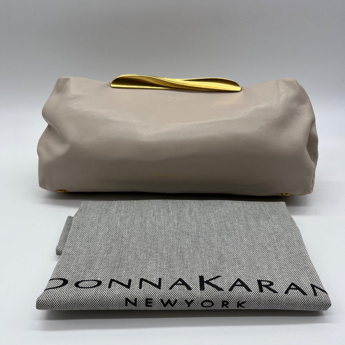 Donna Karan Cream Poplin Clutch/Shoulder Bag