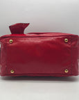 Valentino Garavani Red Patent Lacca Bow Bowling Bag