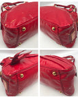 Valentino Garavani Red Patent Lacca Bow Bowling Bag