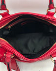 Valentino Garavani Red Patent Lacca Bow Bowling Bag