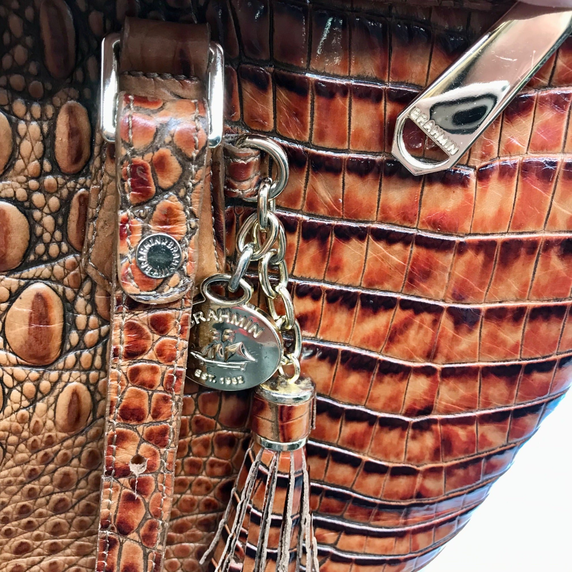Brahmin Melbourne Croc Embossed Leather Asher Tote Bag