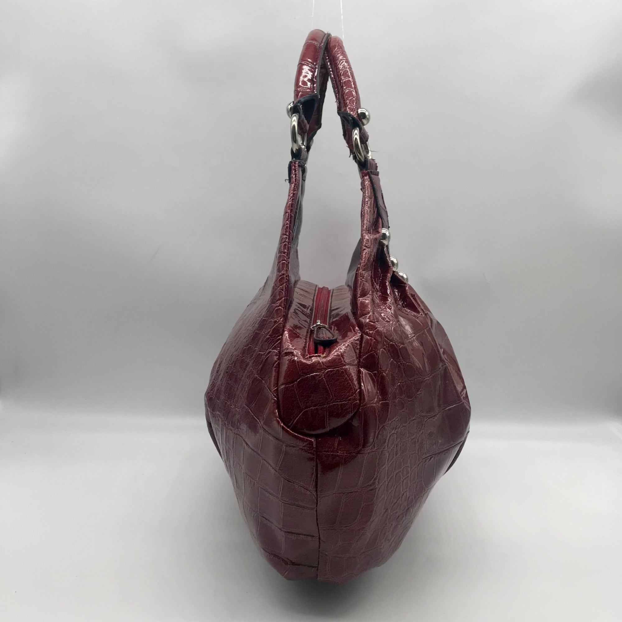 Dereon Burgundy Vinyl Snakeskin Shoulder Bag