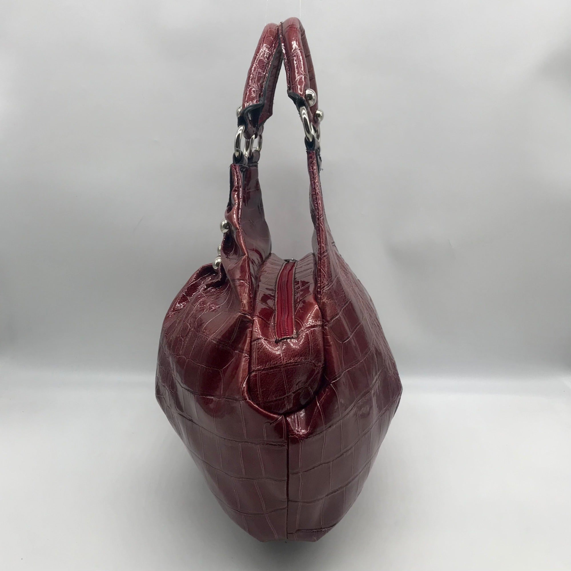 Dereon Burgundy Vinyl Snakeskin Shoulder Bag