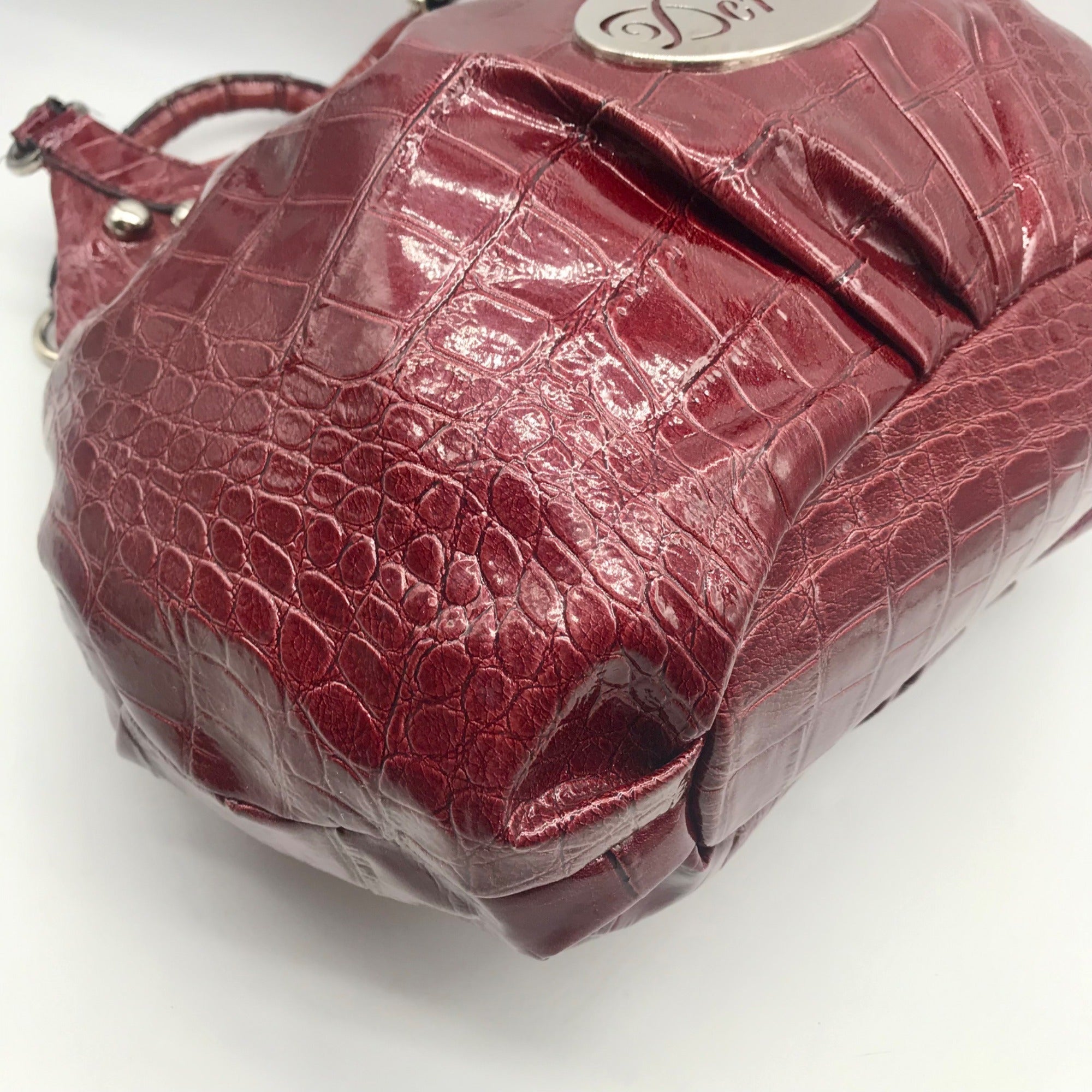 Dereon Burgundy Vinyl Snakeskin Shoulder Bag