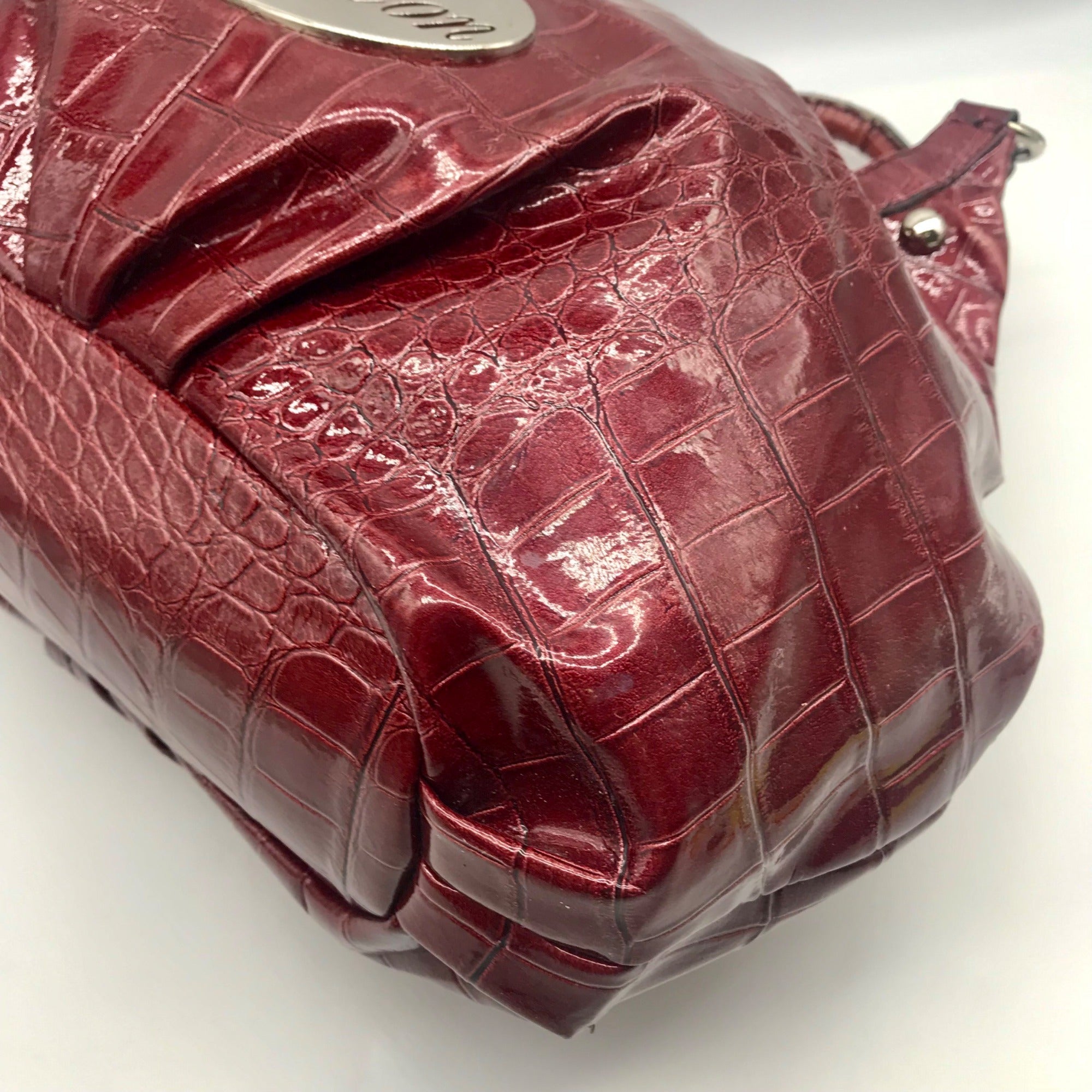 Dereon Burgundy Vinyl Snakeskin Shoulder Bag