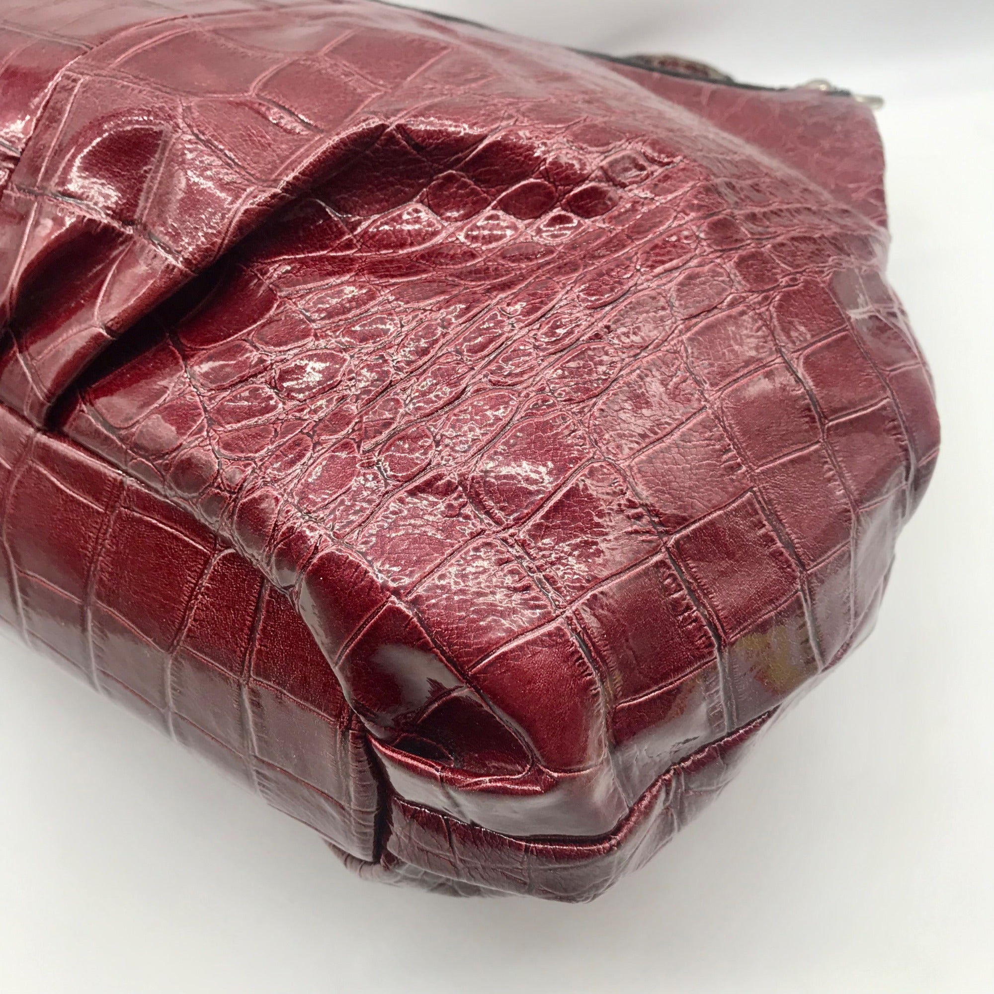 Dereon Burgundy Vinyl Snakeskin Shoulder Bag