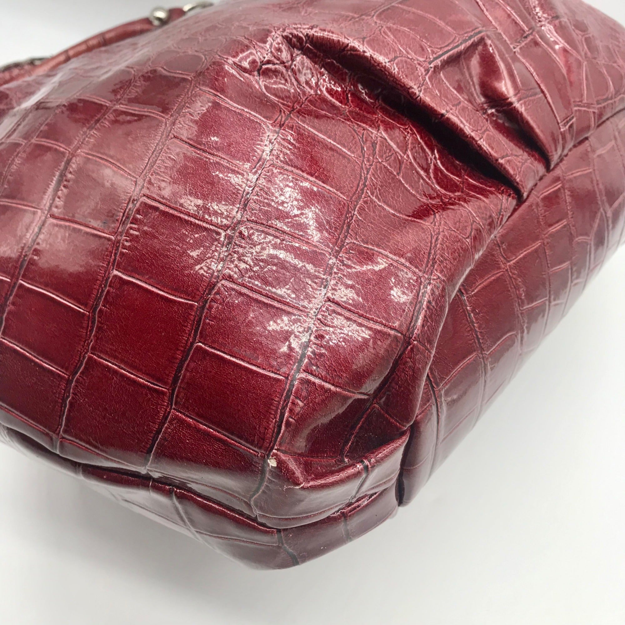 Dereon Burgundy Vinyl Snakeskin Shoulder Bag