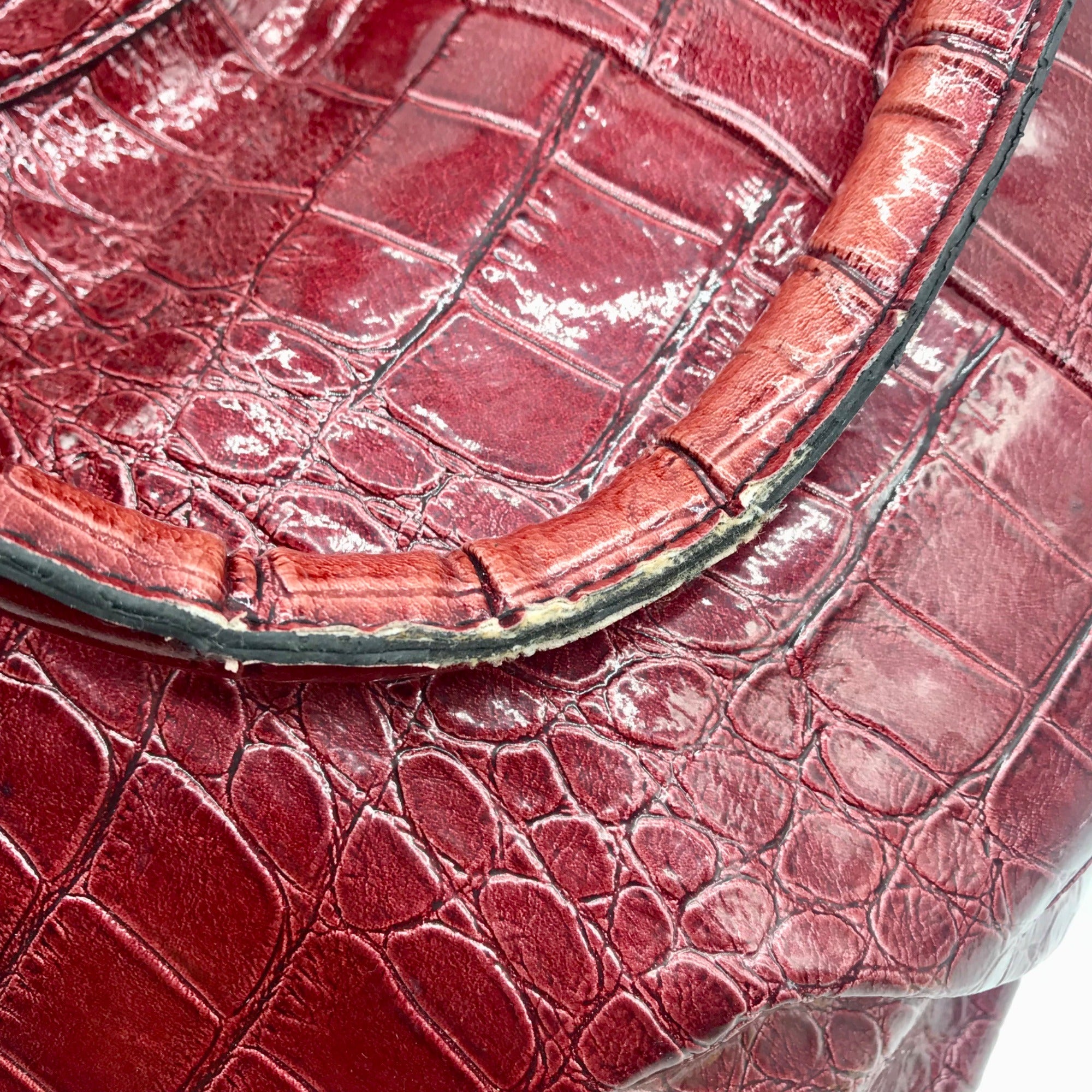 Dereon Burgundy Vinyl Snakeskin Shoulder Bag