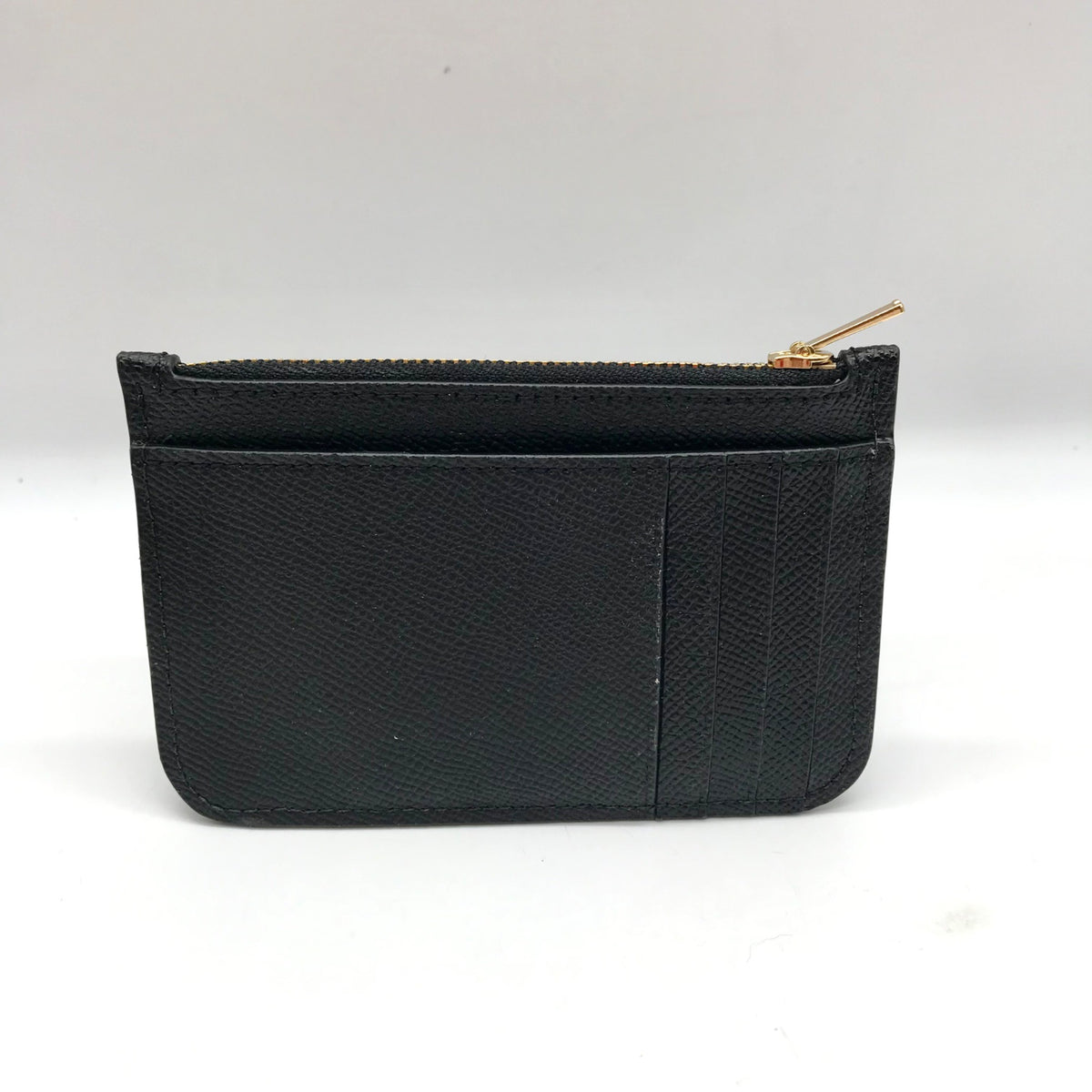 Coach Black Crossgrain Leather Zip Card Case