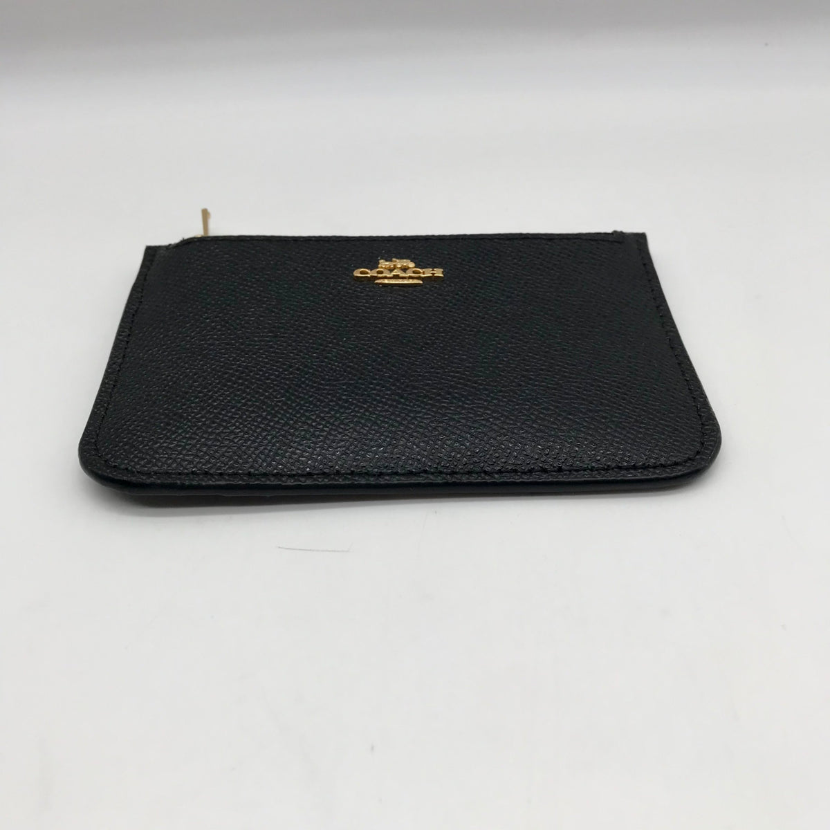 Coach Black Crossgrain Leather Zip Card Case