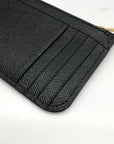 Coach Black Crossgrain Leather Zip Card Case