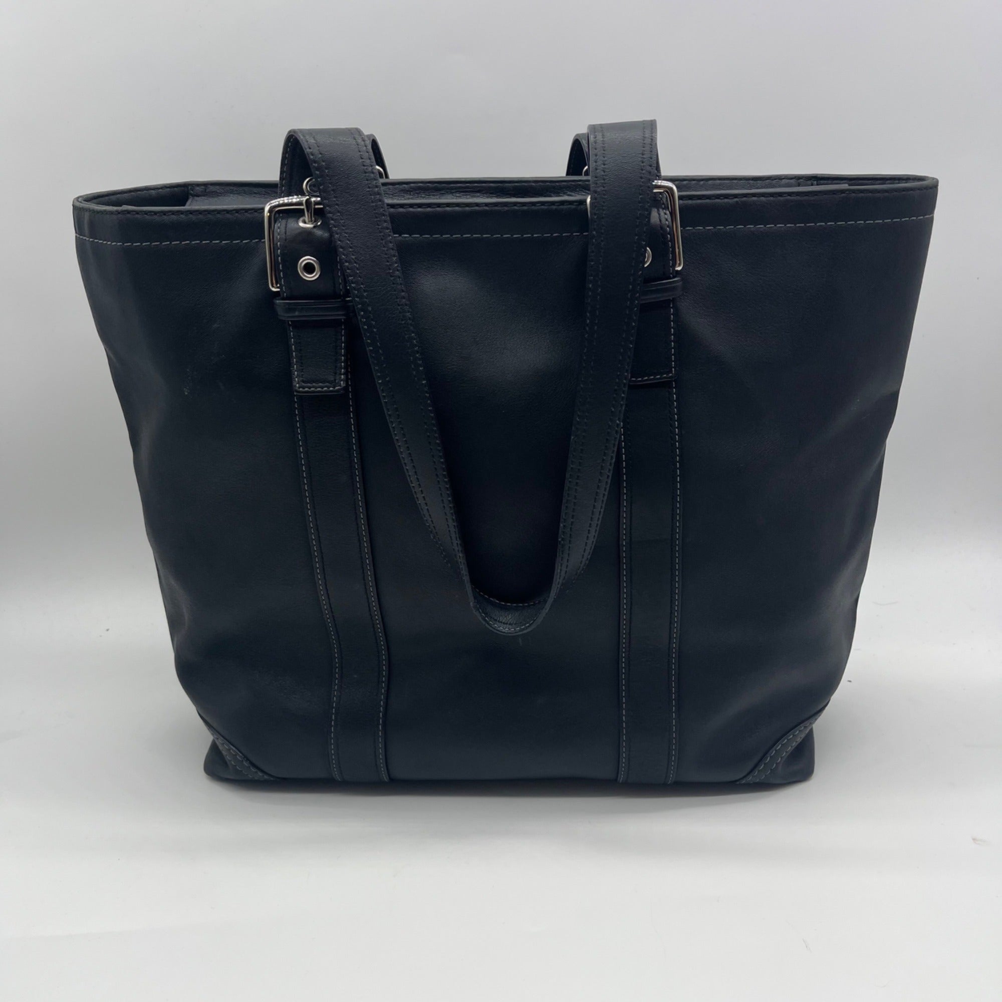 Coach Black Leather Gallery Tote Bag F10195