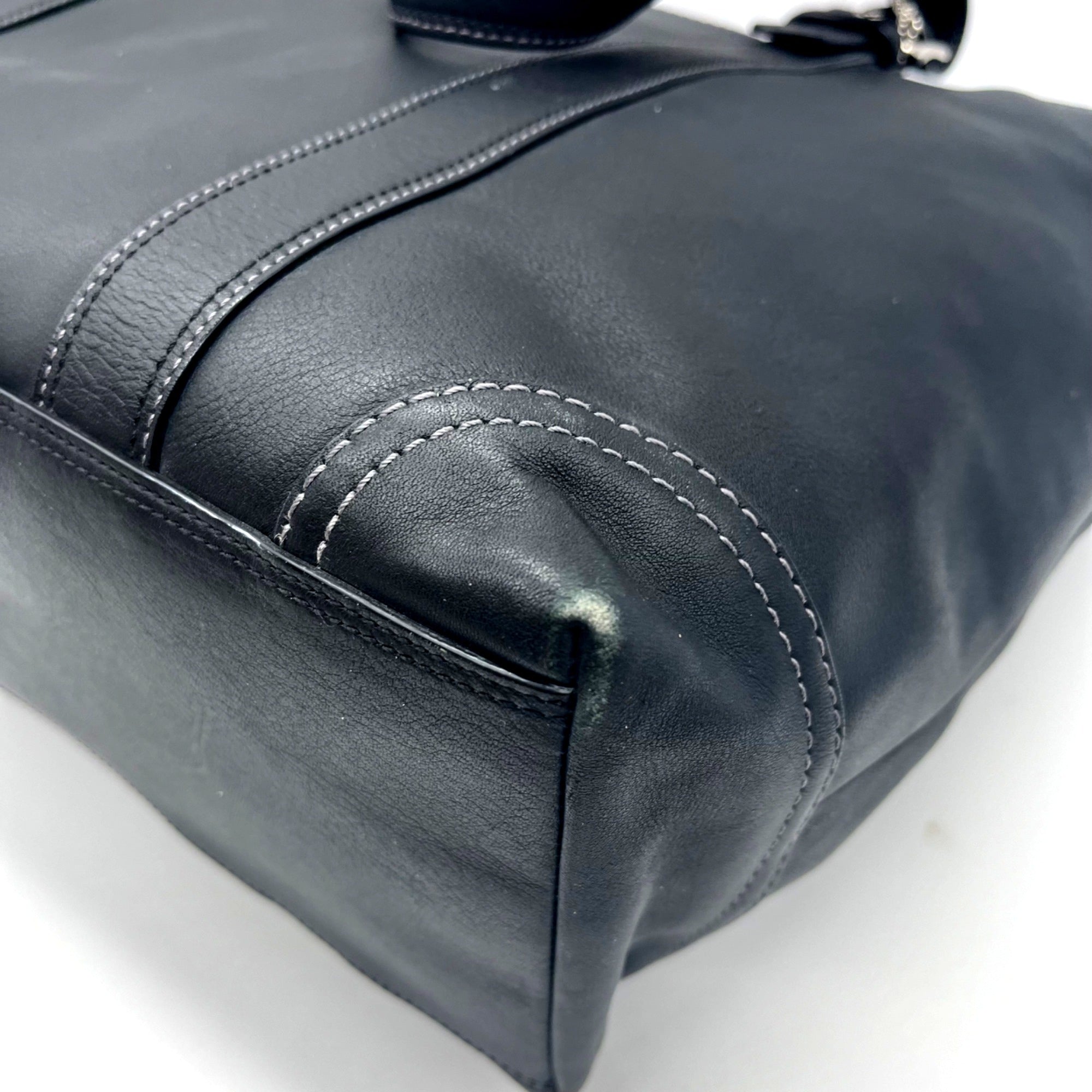 Coach Black Leather Gallery Tote Bag F10195
