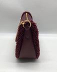 Michael Kors Oxblood Pebbled Leather Carmela Pouchette Crossbody Bag