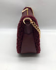 Michael Kors Oxblood Pebbled Leather Carmela Pouchette Crossbody Bag