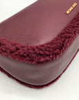 Michael Kors Oxblood Pebbled Leather Carmela Pouchette Crossbody Bag