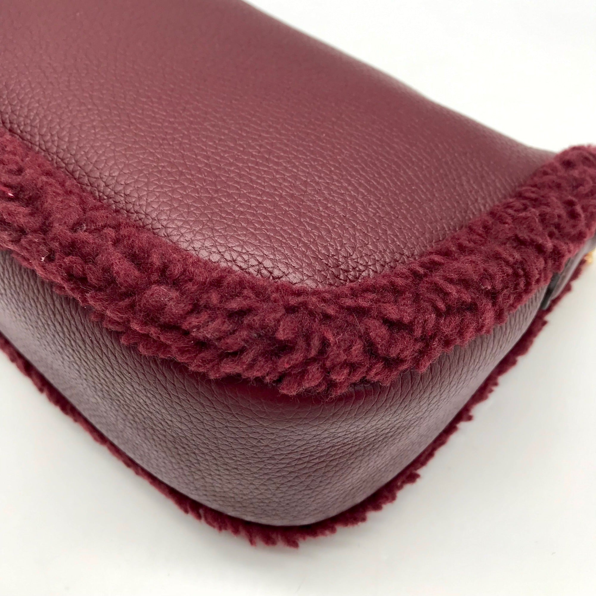 Michael Kors Oxblood Pebbled Leather Carmela Pouchette Crossbody Bag