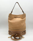 She + Lo Tan Perforated Drawstring Hobo Bag