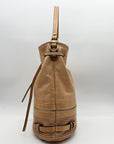 She + Lo Tan Perforated Drawstring Hobo Bag