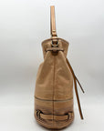She + Lo Tan Perforated Drawstring Hobo Bag