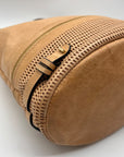 She + Lo Tan Perforated Drawstring Hobo Bag