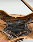 She + Lo Tan Perforated Drawstring Hobo Bag