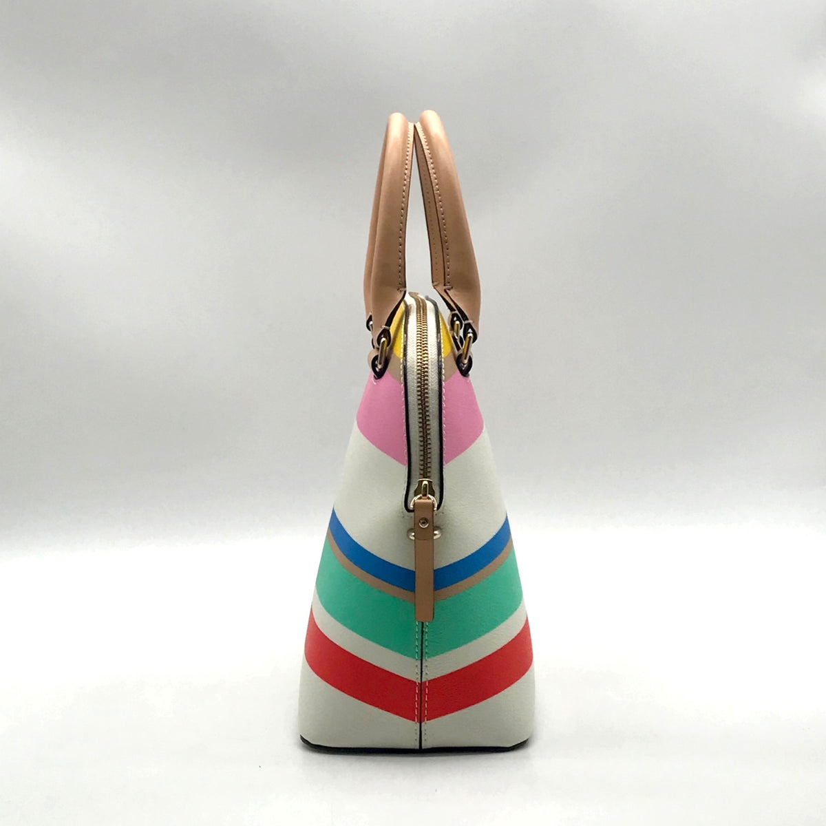 Kate Spade Multi-Colored Striped Pebbled Leather Satchel &amp; Wallet