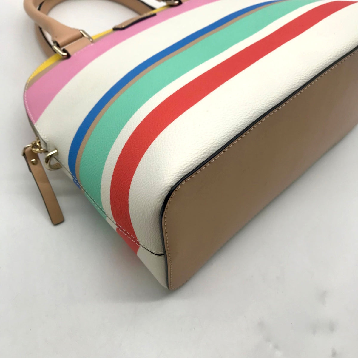 Kate Spade Multi-Colored Striped Pebbled Leather Satchel &amp; Wallet