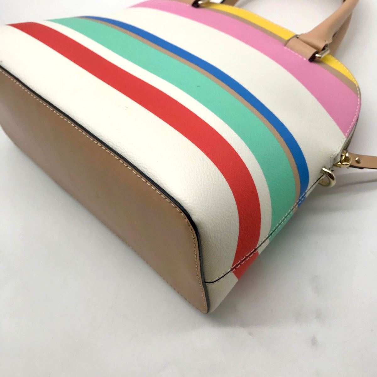 Kate Spade Multi-Colored Striped Pebbled Leather Satchel &amp; Wallet