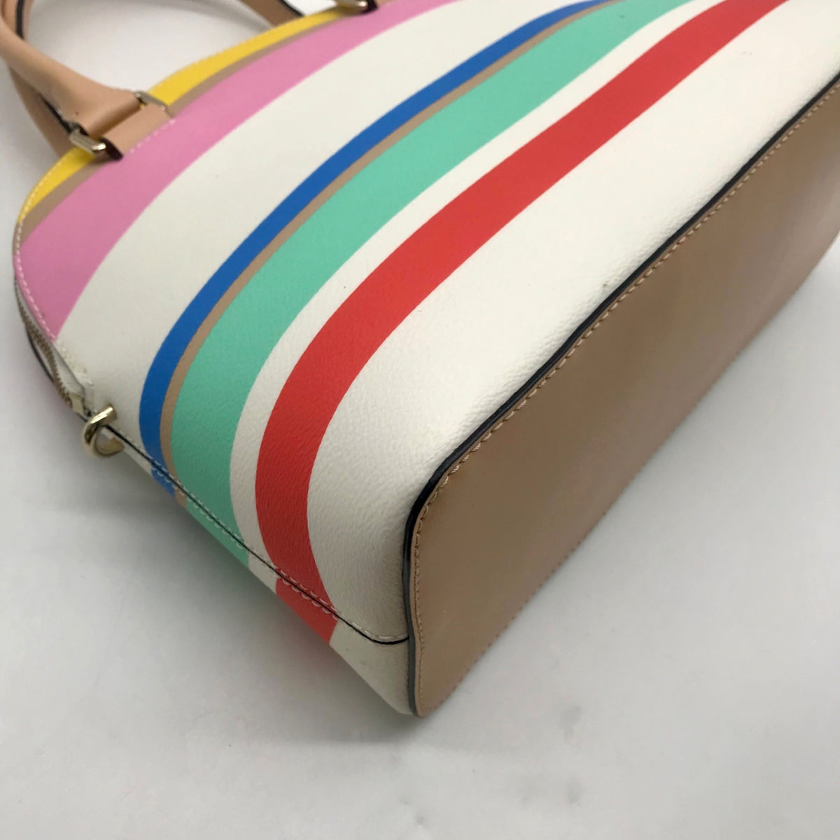 Kate Spade Multi-Colored Striped Pebbled Leather Satchel &amp; Wallet