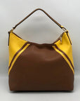 Michael Kors Women's Karson Luggage/Citrus Pebbled Leather Large Hobo Bag