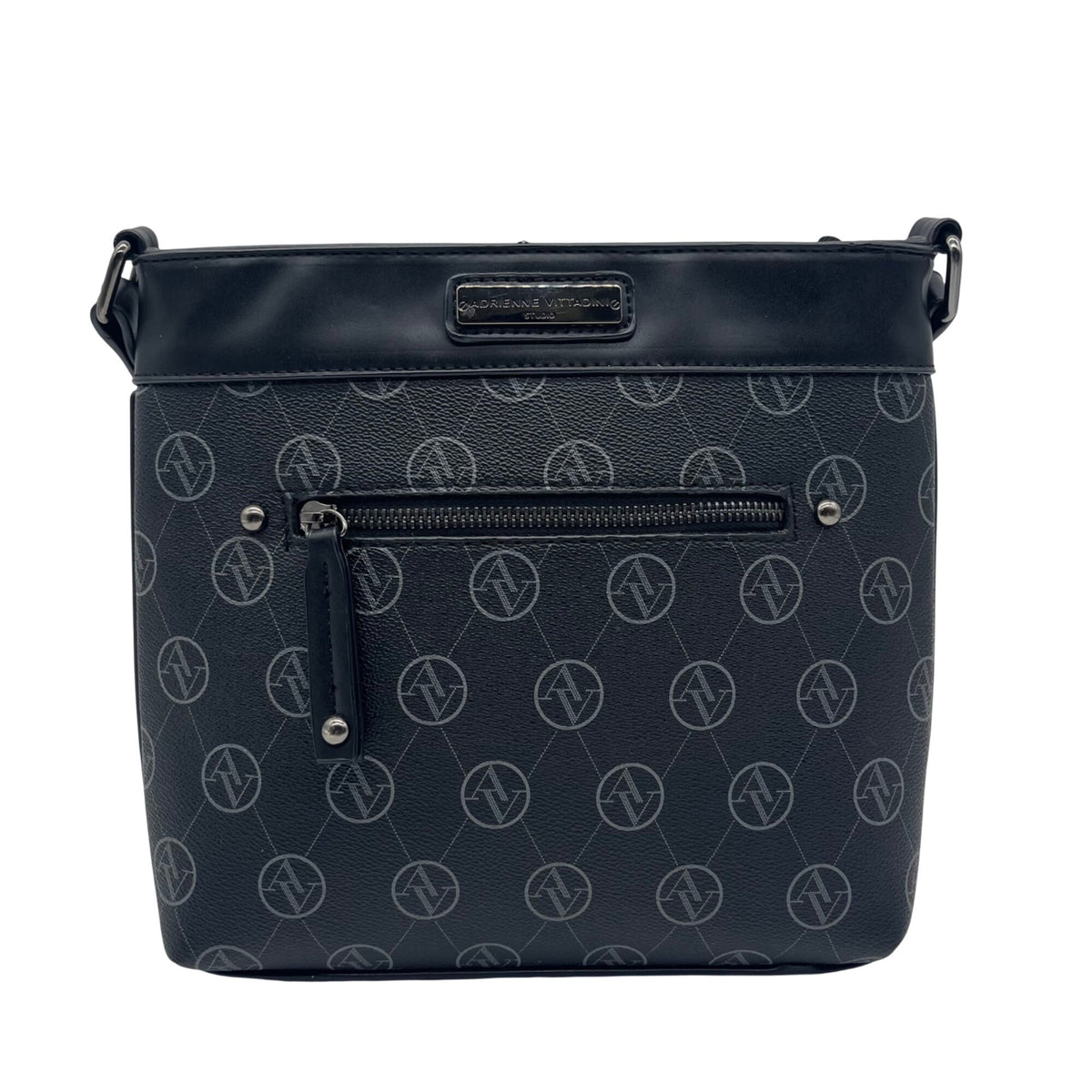 Adrenne Vittadini Black Coated Canvas Shoulder Bag