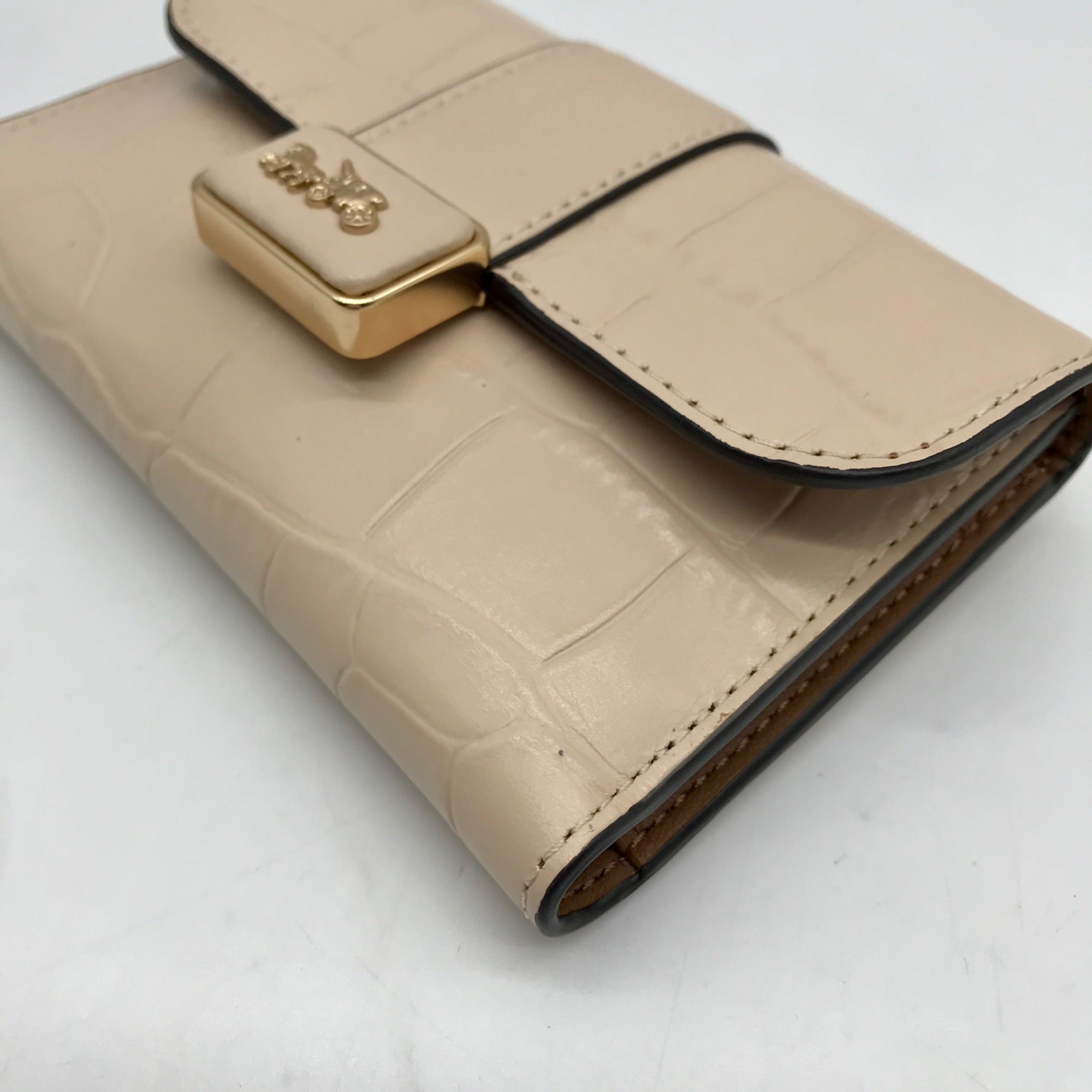 Coach Beige Embossed Leather Grace Wallet