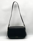 Michael Kors Black Leather Medium Lydia Flap Messenger Bag
