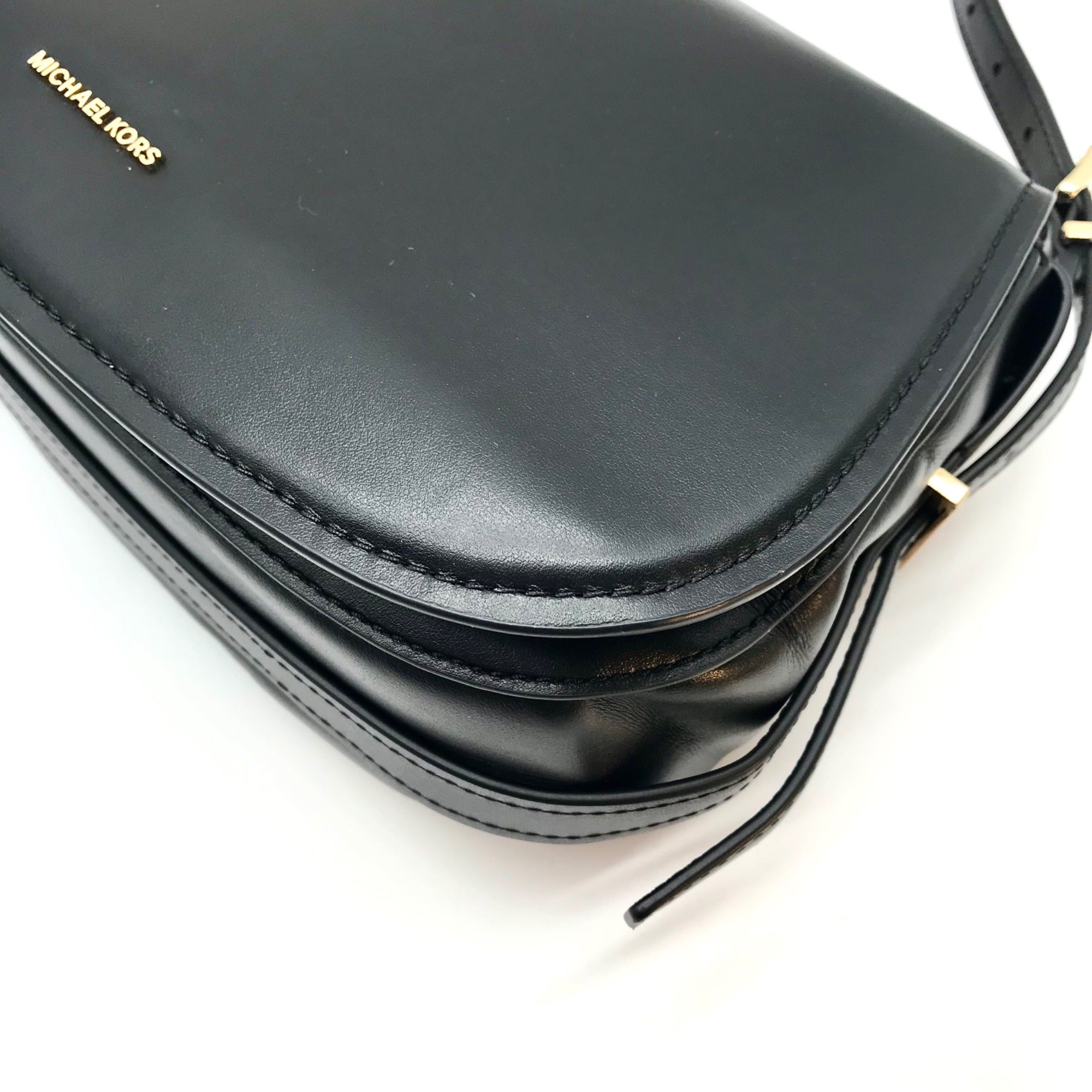 Michael Kors Black Leather Medium Lydia Flap Messenger Bag