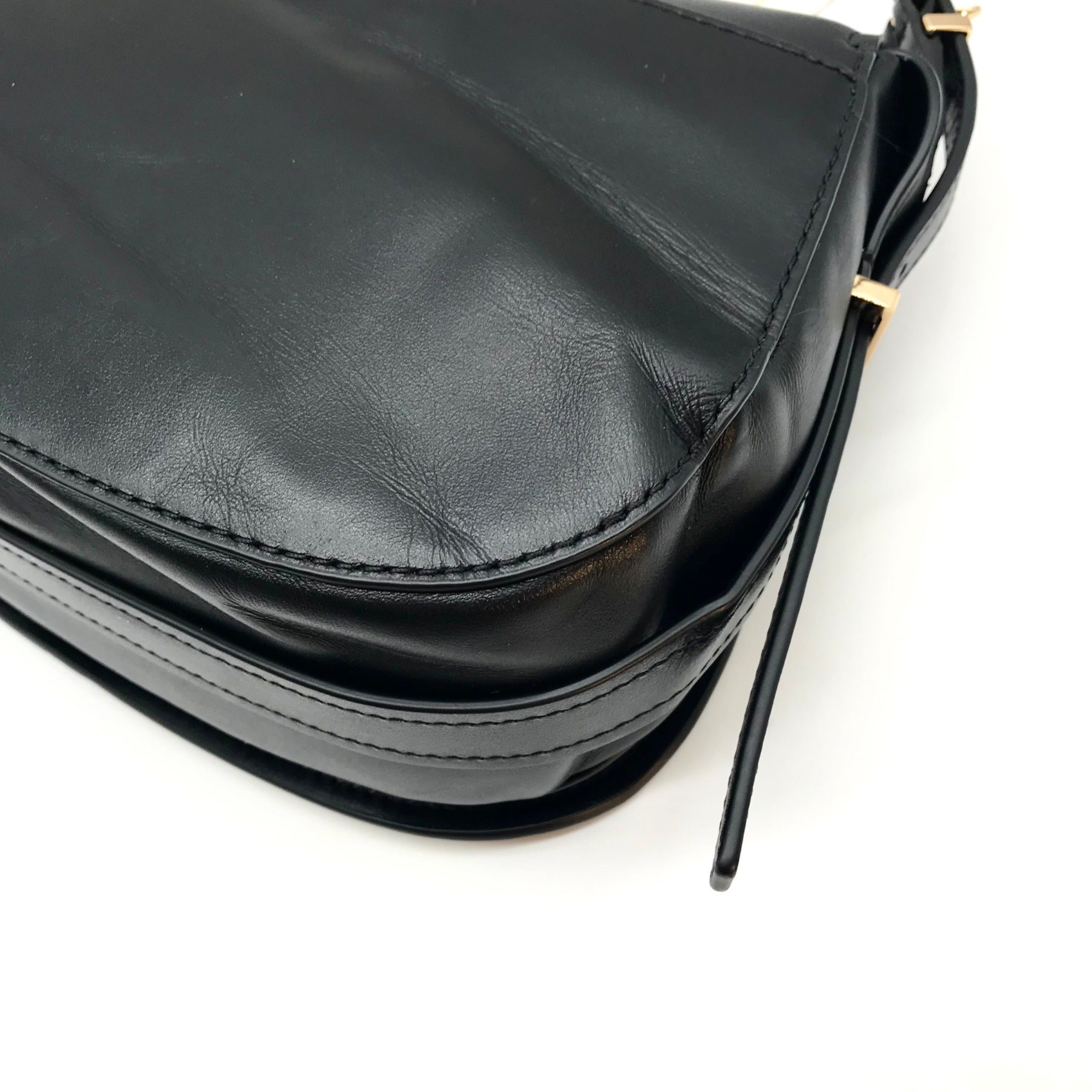 Michael Kors Black Leather Medium Lydia Flap Messenger Bag