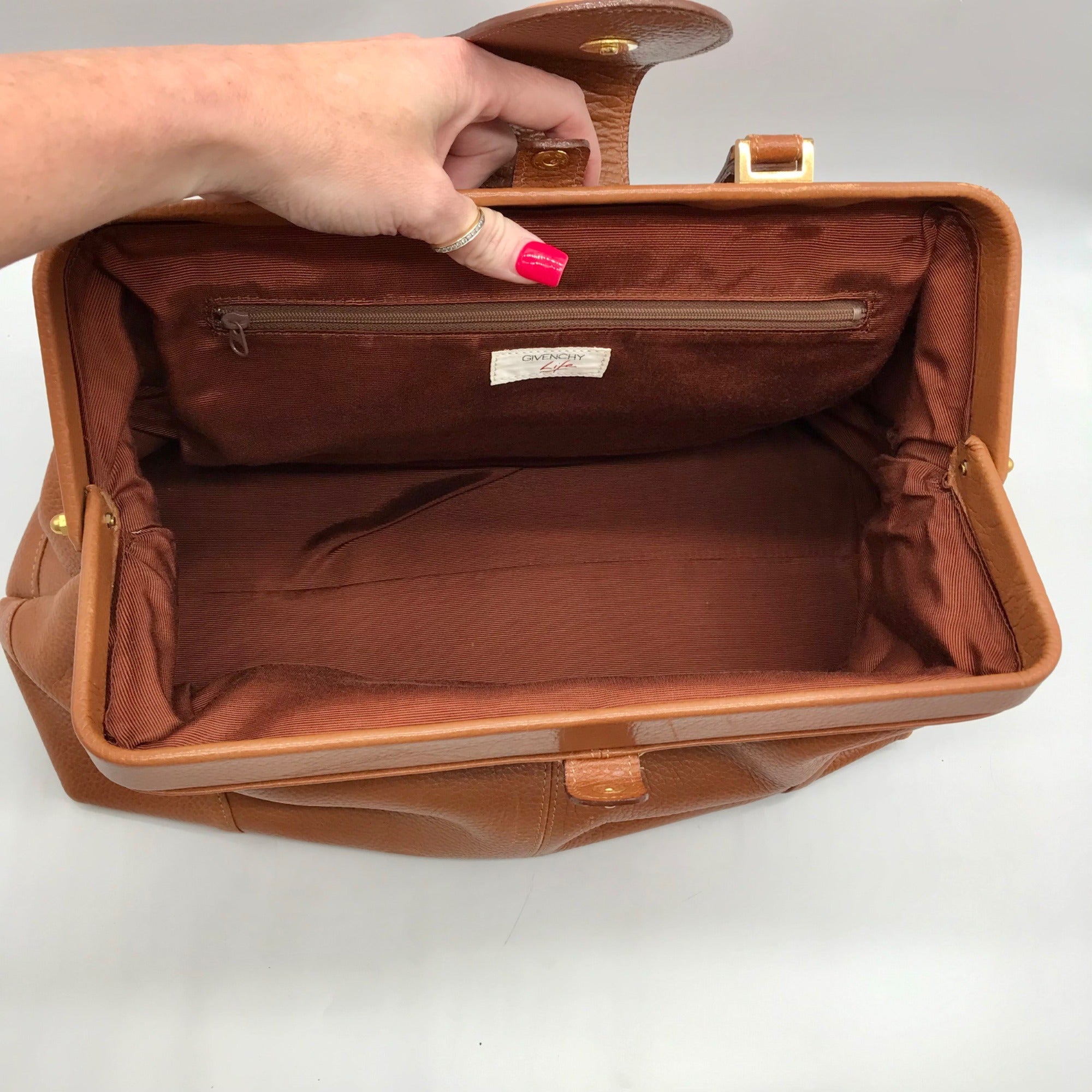 Givenchy Brown Pebbled Leather Vintage Doctor Bag