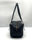 Versace Black Leather Tag Bowling Shoulder Bag