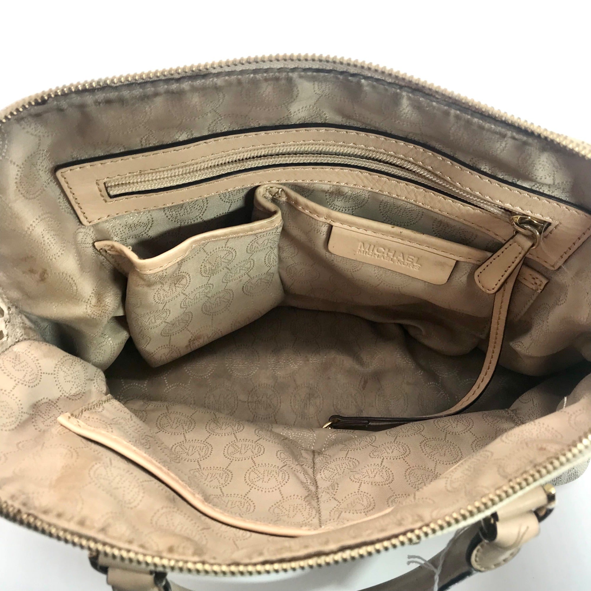 Michael Kors Cindy Vanilla Monogram Dome Satchel