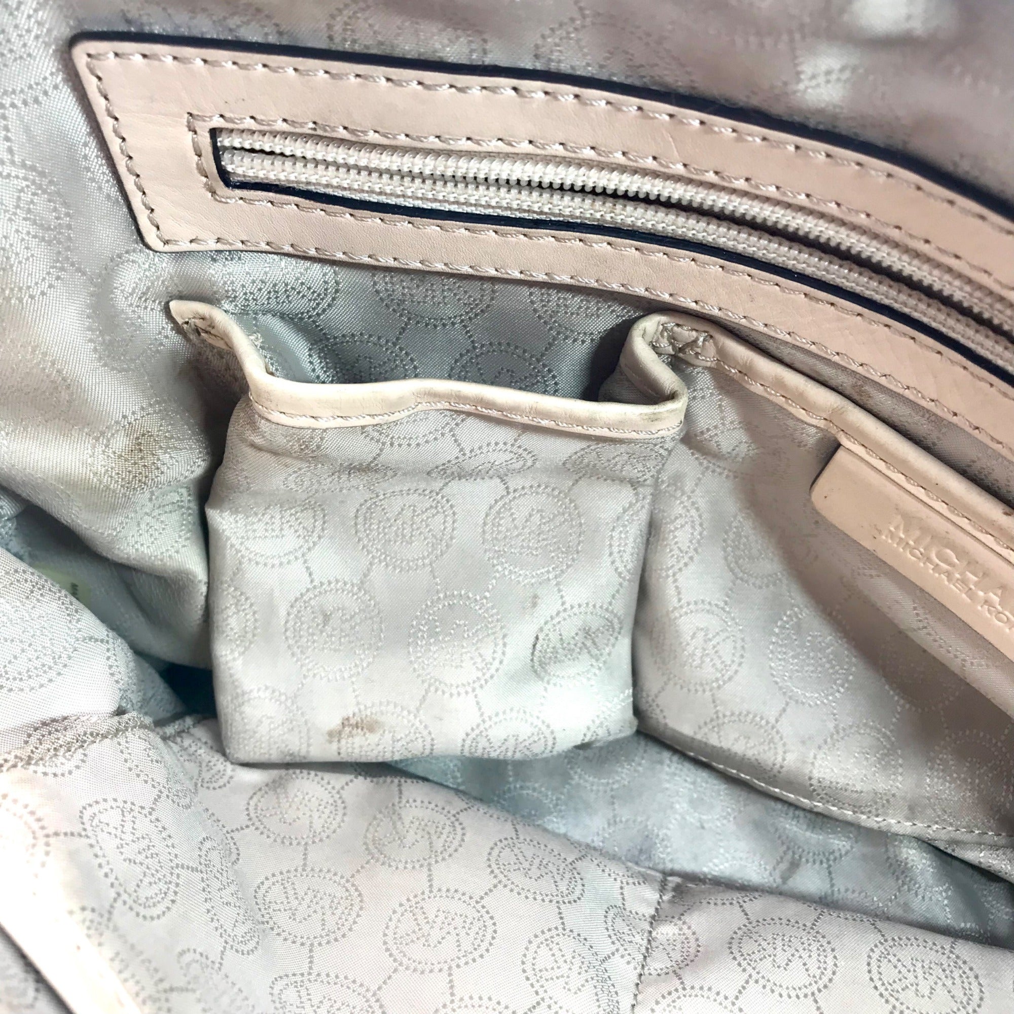 Michael Kors Cindy Vanilla Monogram Dome Satchel