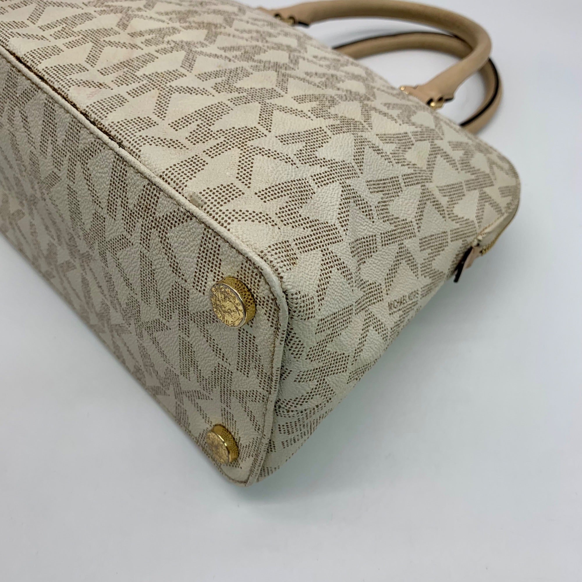 Michael Kors Cindy Vanilla Monogram Dome Satchel