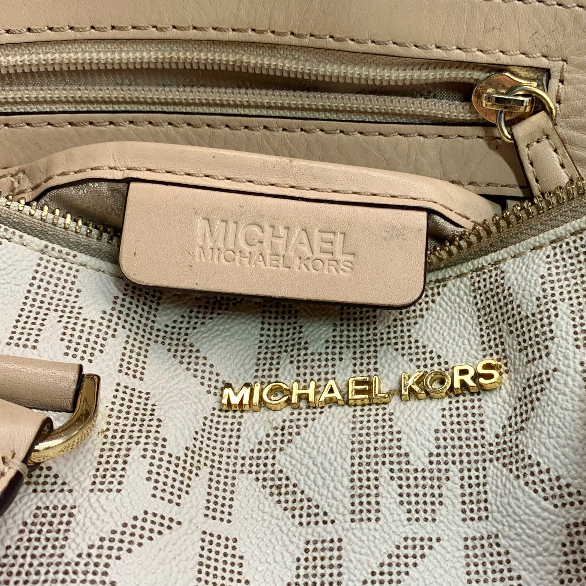 Michael Kors Cindy Vanilla Monogram Dome Satchel