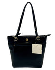Anne Klein Black Faux Leather Pocket Tote Bag