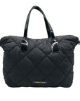 Anne Klein Black Nylon Quilted Puffed Tote Bag  