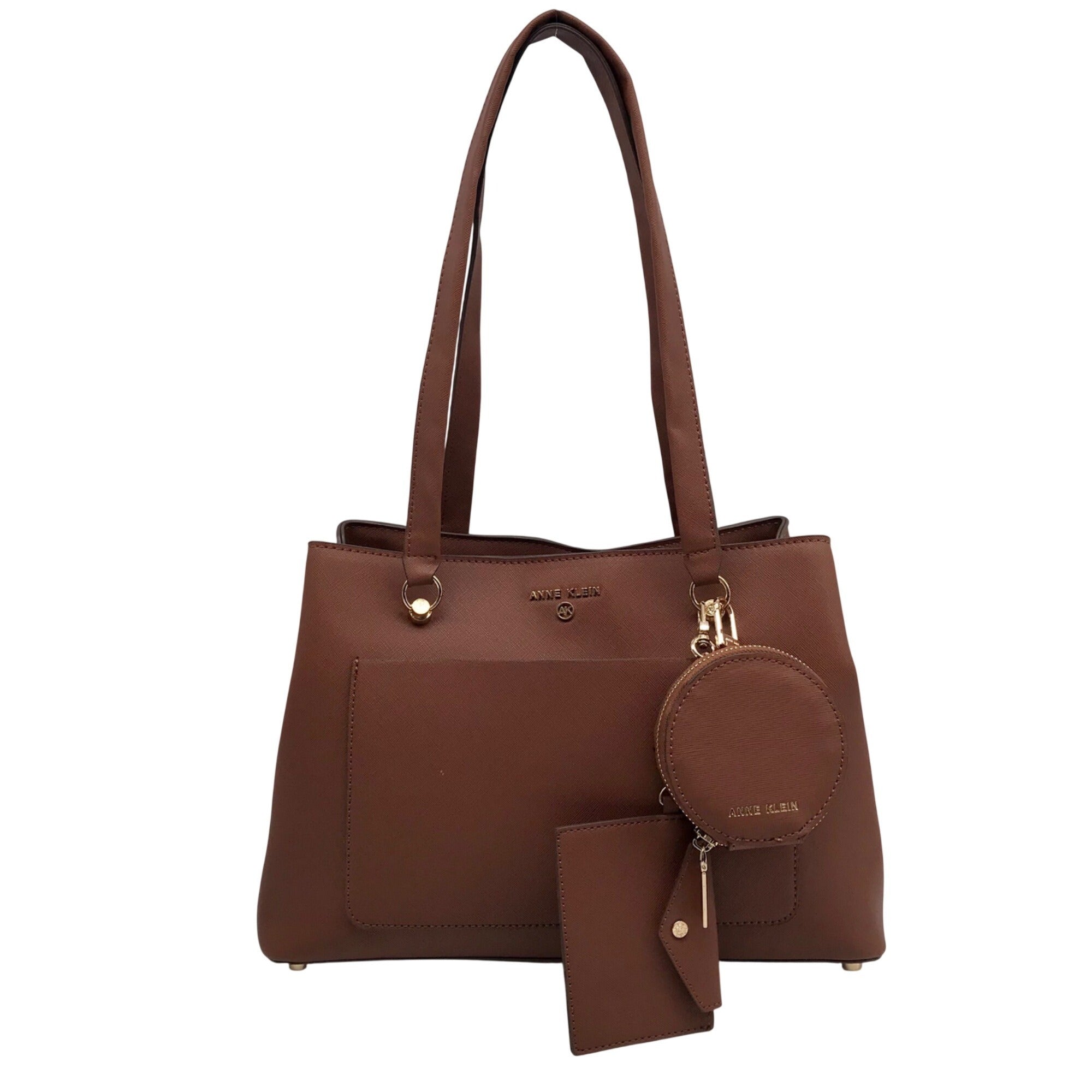  Anne Klein Brown Faux Leather Shoulder Bag Set