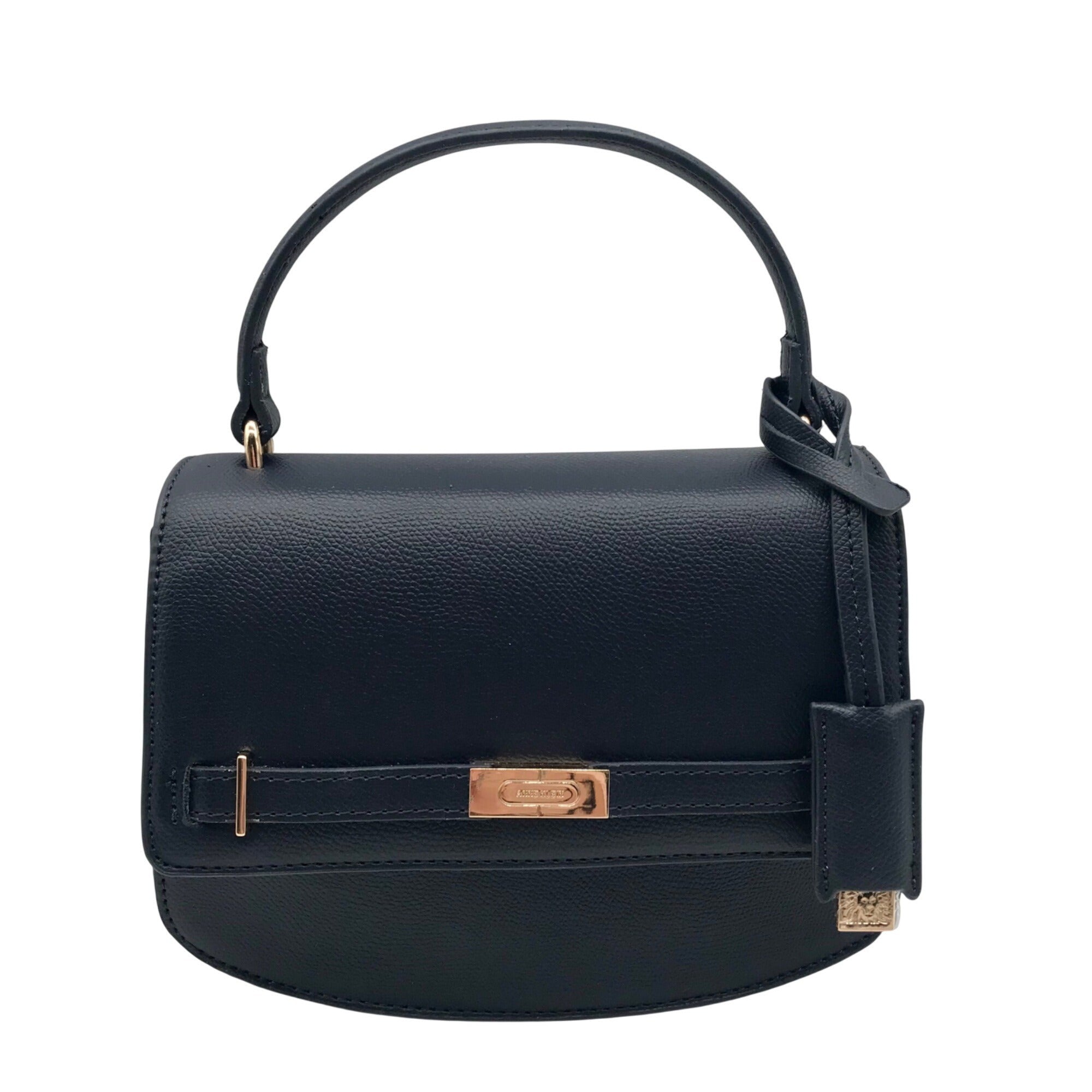 Anne Klein Women's Blue Leather Belted Flap Saddle with Convertible Strap