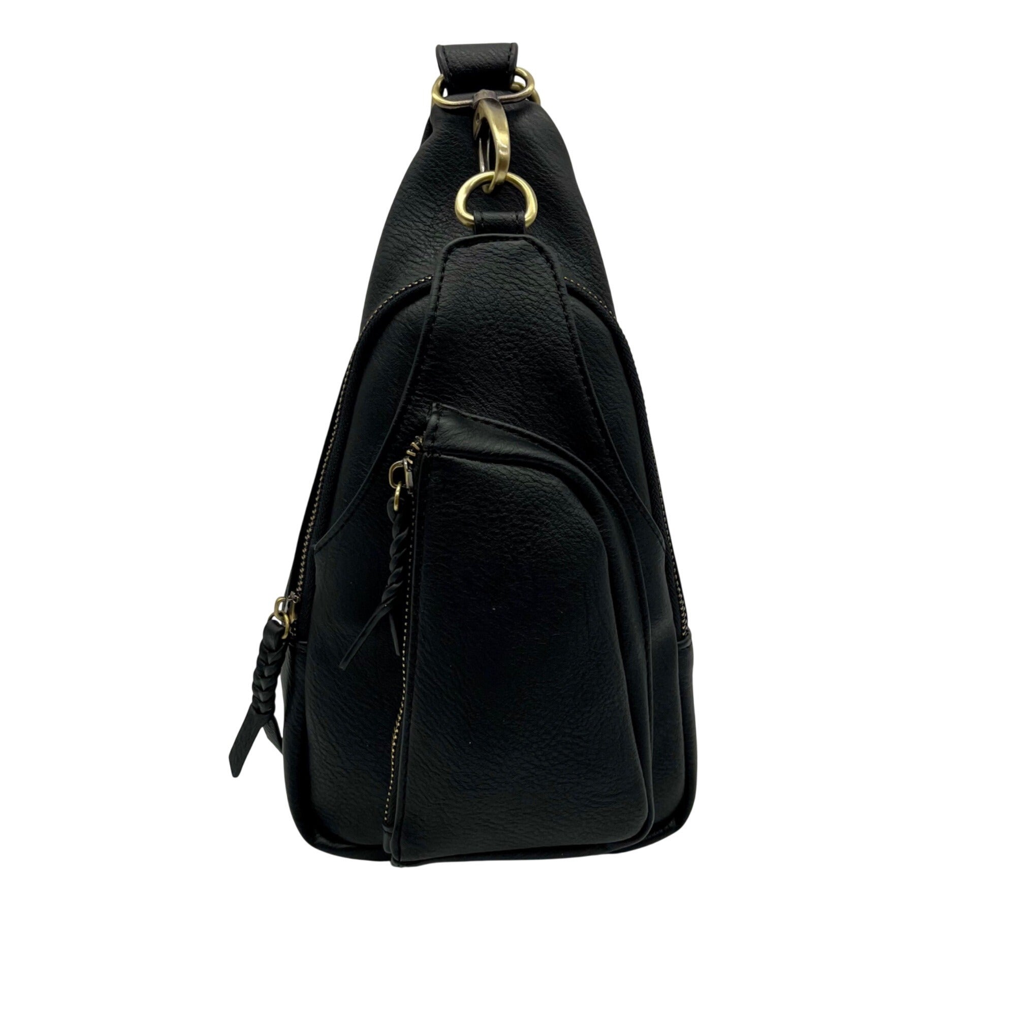 Antik Kraft Black Leather Sling Bag