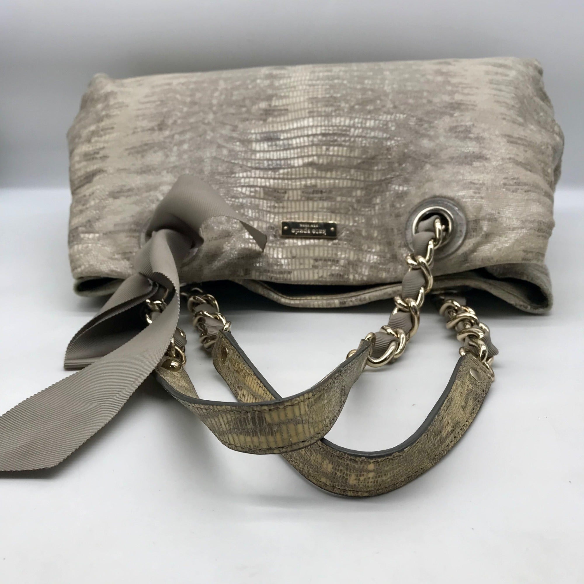 Kate Spade Silver Bows Art Lizard Maryanne Shoulder Bag