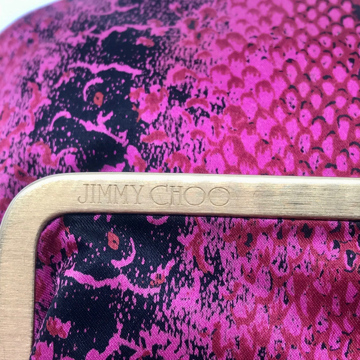 Jimmy Choo Pink Leather Python-Print Clutch