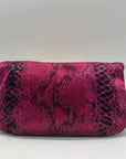 Jimmy Choo Pink Leather Python-Print Clutch